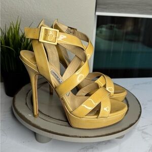 Jimmy Choo Max 150 Patent Leather Platform Sandals Women’s US7 Buttery Yellow
